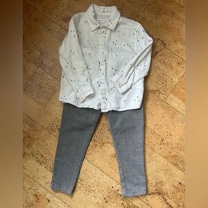Zara 4T Bundle White Button-Up Shirt and Gray Pants